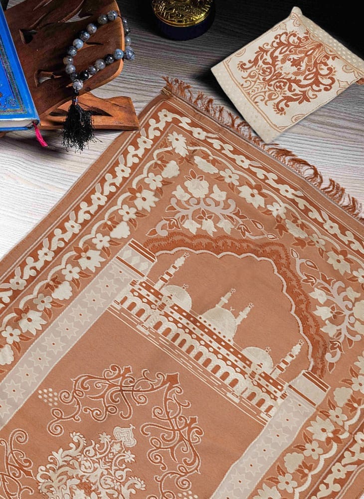 Premium jacard Safri Prayer Mat | With Bag — Premium Fabric
