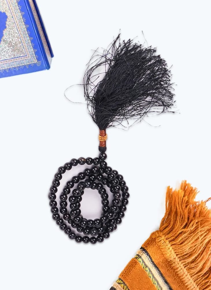 Premium Black Aqeeq Tasbeeh Small — Premium Fabric