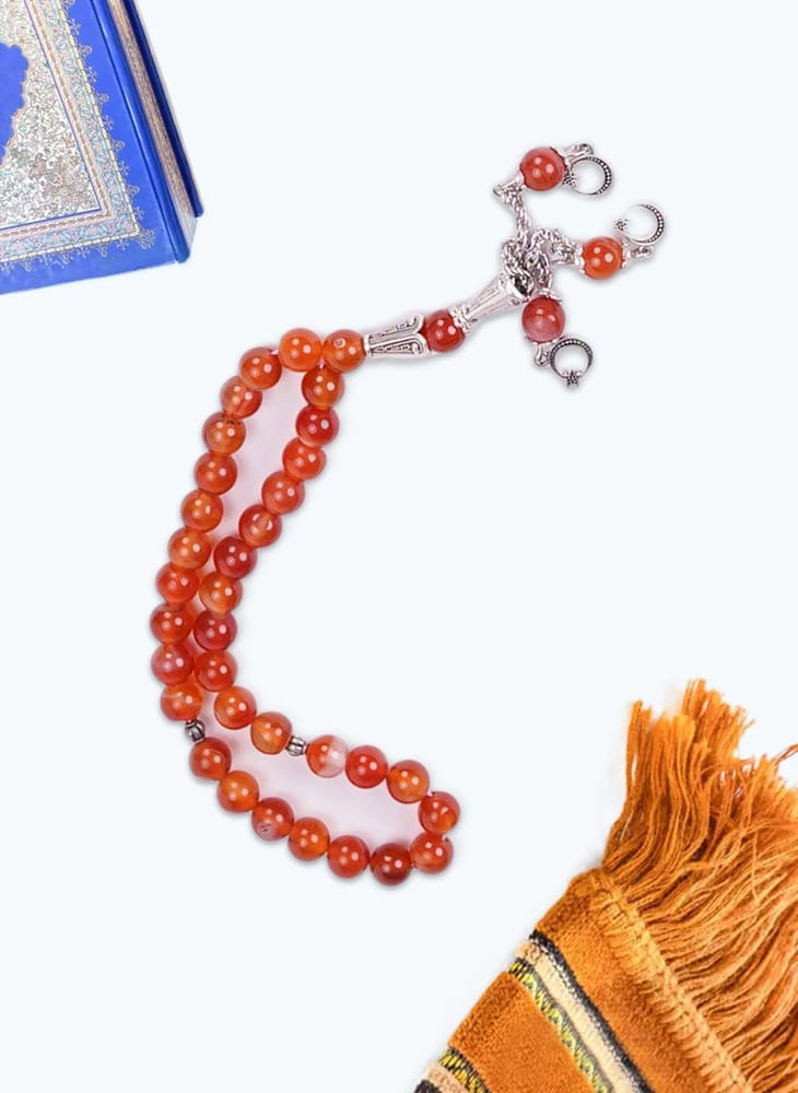 Premium Red Marble Tasbeeh - Elegant Prayer Beads — Premium Fabric