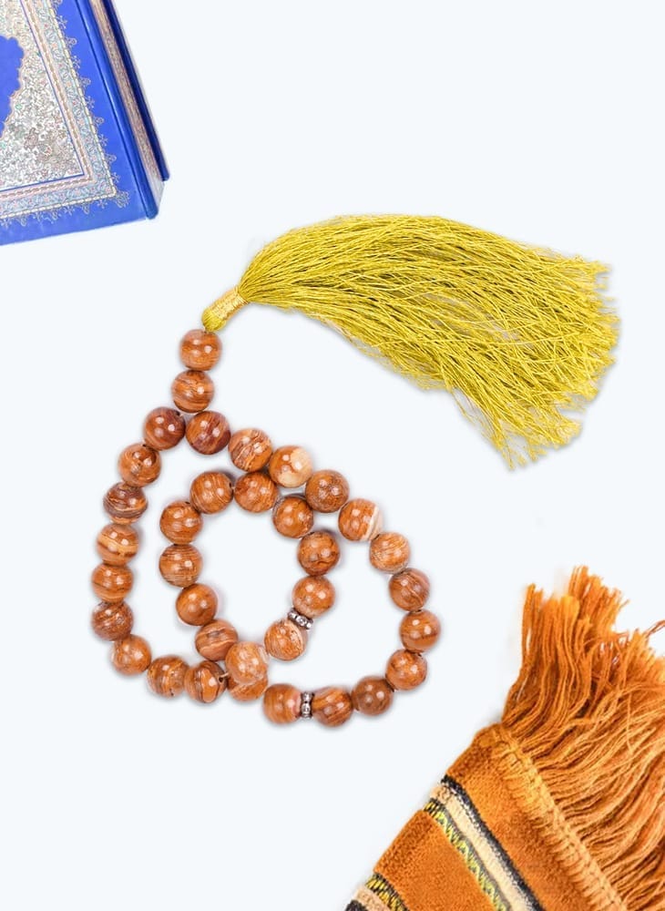 Premium Wooden Print Tasbeeh - Elegant Natural Look — High-quality resin with wood grain print Wooden Print Tasbeeh Bead